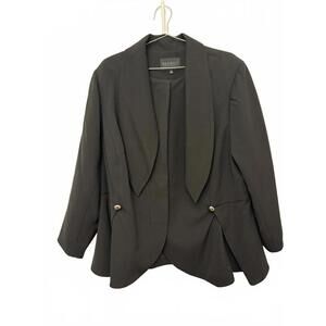ELOQUII Tie neck peplum button down black blazer size 26